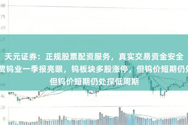 天元证券：正规股票配资服务，真实交易资金安全有保障 翔鹭钨业一季报亮眼，钨板块多股涨停，但钨价短期仍处探低周期
