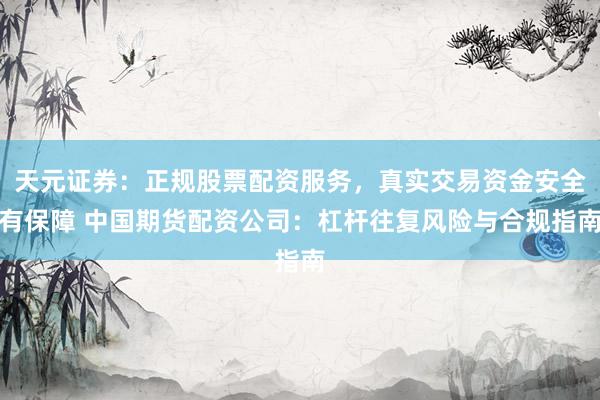 天元证券：正规股票配资服务，真实交易资金安全有保障 中国期货配资公司：杠杆往复风险与合规指南