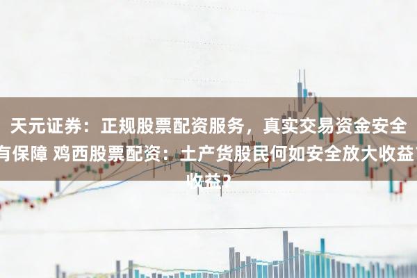 天元证券：正规股票配资服务，真实交易资金安全有保障 鸡西股票配资：土产货股民何如安全放大收益？